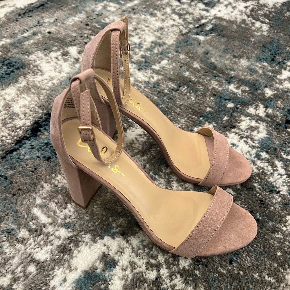 Taylor Blush Suede Ankle Strap Heels—New in Box!